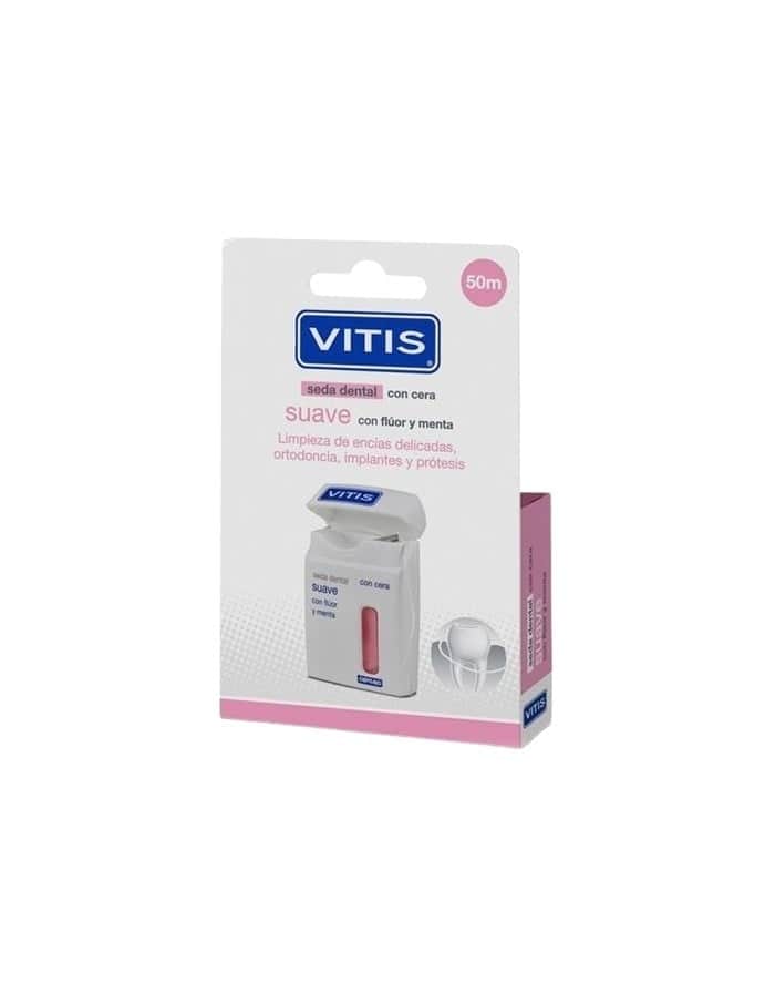 Vitis Seda Dental Suave con Cera, Flúor y Menta - Higiene Interdental 50m